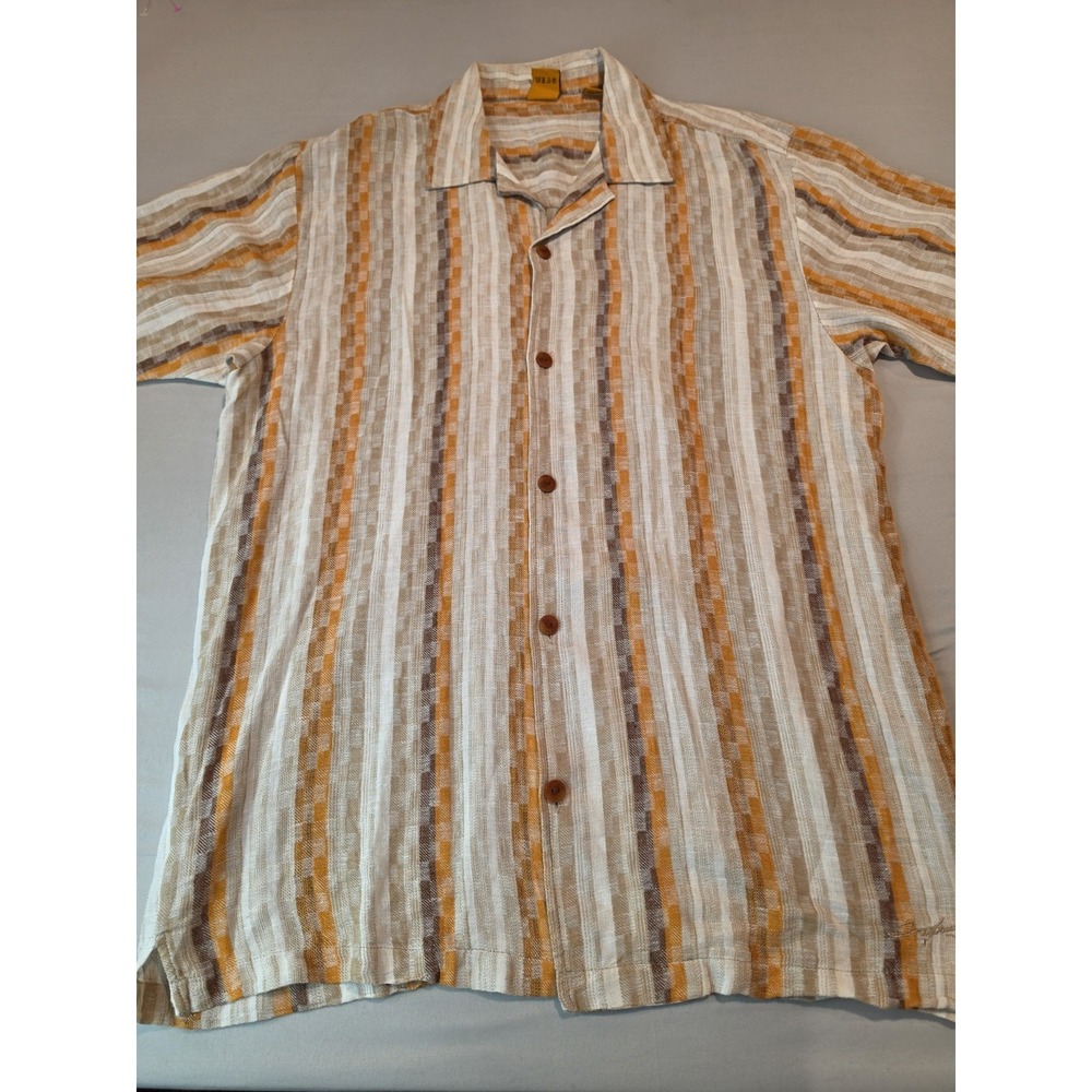 Steve Harvey Mens 2XL 100% Linen Short Sleeve Button Up Shirt